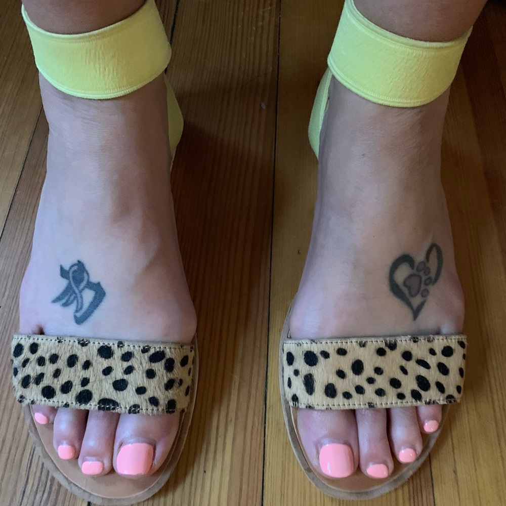 Sz 8 dolce vita low cork wedge leopard and lime green sandals